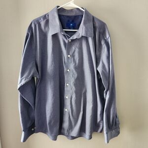 Egara XXL Men's Blue Gray Button-Up Business Casual Work Shirt Comfort Cotton